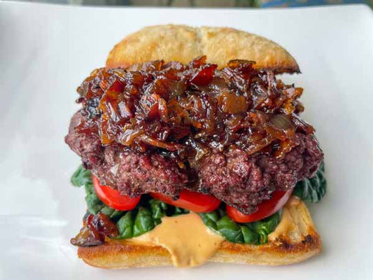 Smoked Bacon Onion Jam Burgers